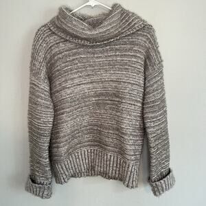 Olive+Oak Womens Cowl Neck Sweater Sz M Flurry Chunky Gray Relaxed Fit